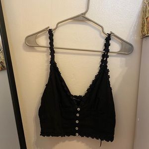 Black Daisy Strap Crop Tank